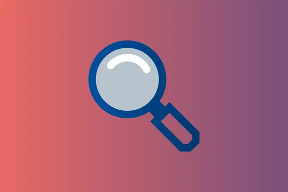Icon einer Lupe auf einem Hintergrund mit rot-blauem Verlauf