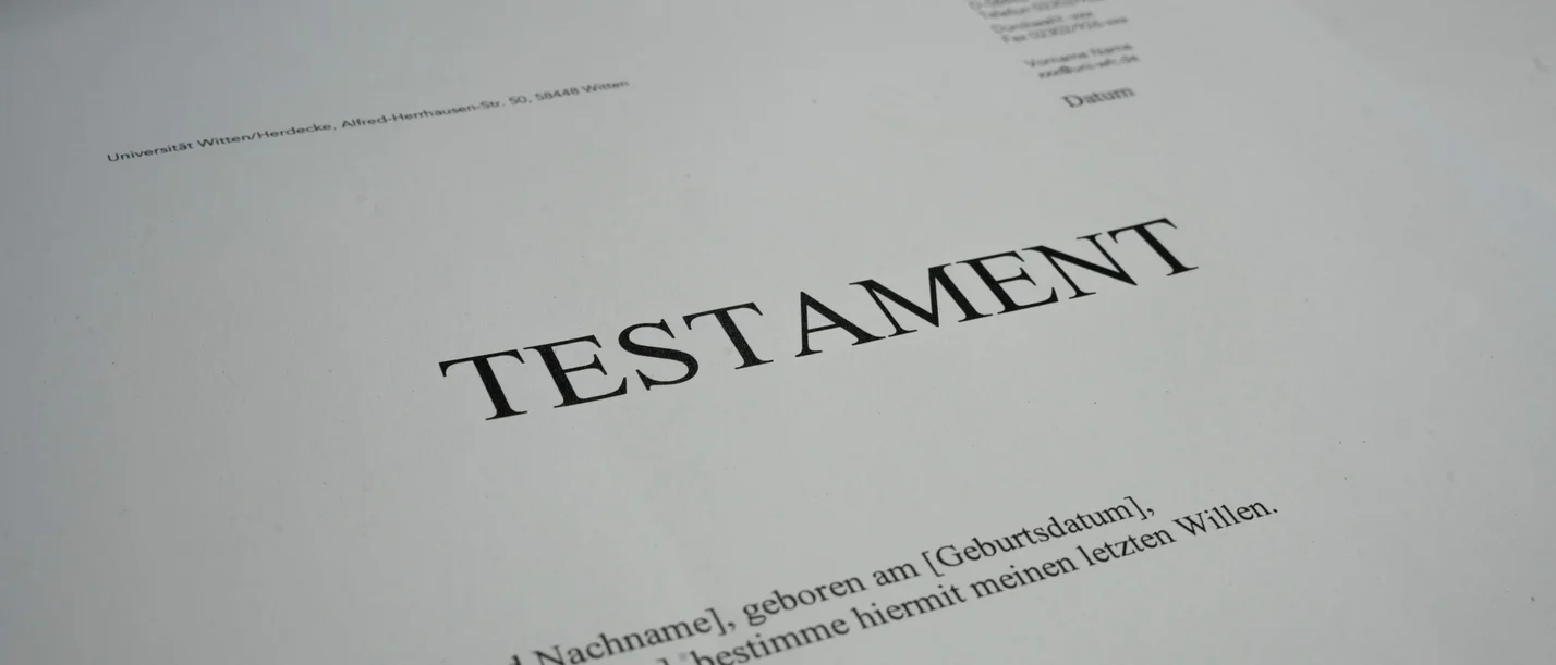 Vorlage gedrucktes Testament