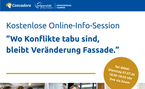 Online-Info-Session zum Universitätslehrgang „Transformationsmanagement und systemische Organisationsentwicklung" (Foto: i-Stock) Veranstaltungsplakat