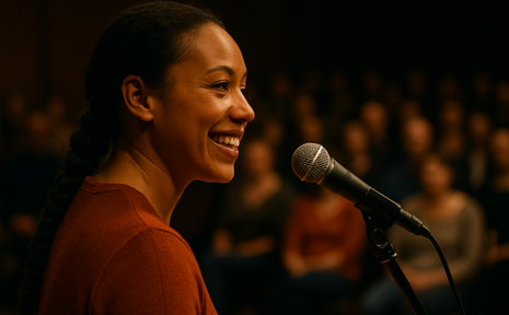 Symbolbild Dame im Bühnenlicht