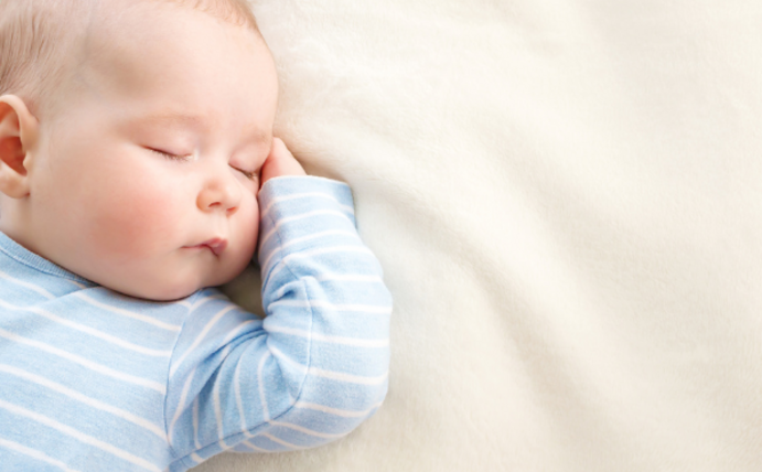 You can see a sleeping baby.