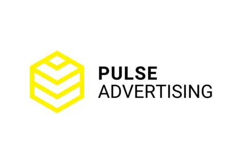 Logo Pulse Advertising (Grafik: Pulse Advertising) Gelb-schwarzes Firmenlogo