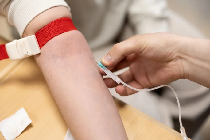 Blood sampling as part of a practical exercise