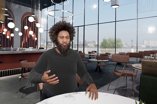 Ai.vatar ‚Hudson‘ als Gesprächspartner in einem virtuellen Café (Grafik: Jonathan Harth) 
