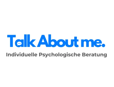 Logo Talk About Me (Grafik: Talk About Me) blau-schwarzes Firmenlogo