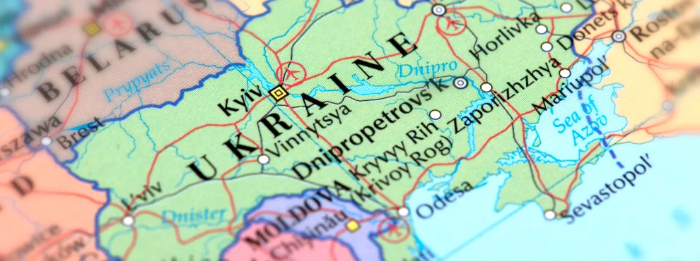 Map with Ukraine at the centre