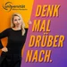 Denk mal drüber nach. Der Wissenschaftspodcast der Universität Witten/Herdecke. (Foto: UW/H | Julian Kliem) Man sieht das Titelbild des Podcasts der Uni W/H in knalligen Farben: Orange und Türkis mit der Schrift "Denk mal drüber nach." und der Gastgebern Svenja Malessa.