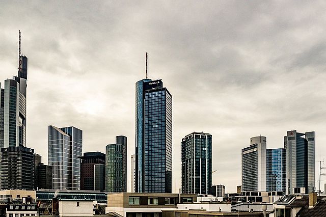 Frankfurt Finanzzentrum Stockphoto
