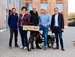 Group photo: cargo bike with Lukas Stahl (Pottkutsche), Annaliesa Hilger, Dirk Jakobs, Markus Gruschke (UW/H) and Andreas Schumski (Stadtwerke)