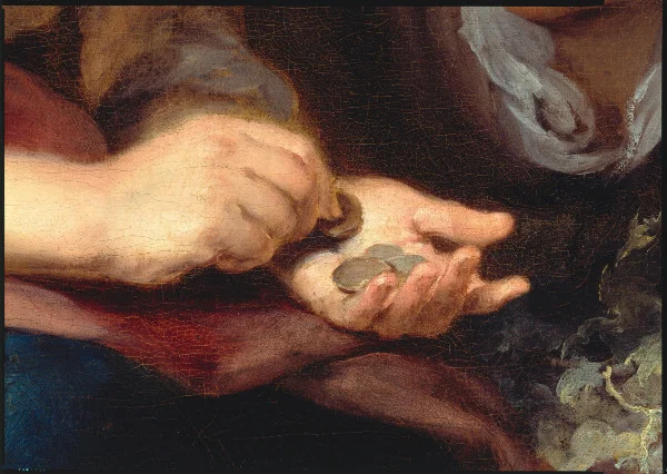 Es wird ein Detail aus Murillos „Die kleine Obsthändlerin“ gezeigt