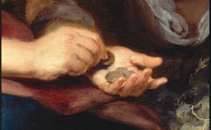 Es wird ein Detail aus Murillos „Die kleine Obsthändlerin“ gezeigt