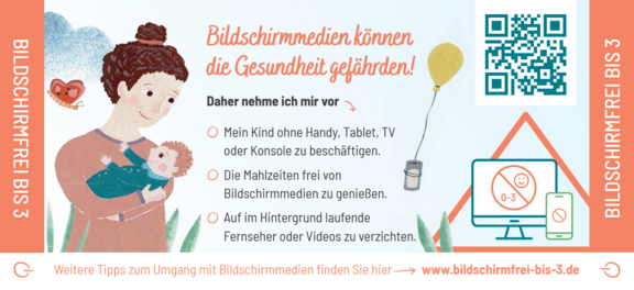Zeichnung von Frau mit Baby in der Natur