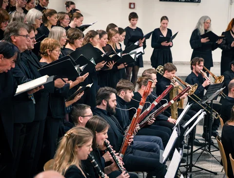 Side view of the university orchestra