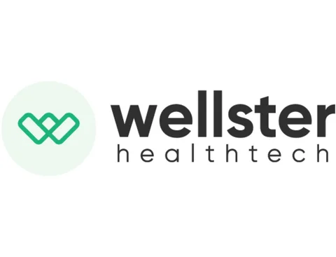 Logo der Wellster Healthtech Group (Grafik: Wellster) Logo mit schwarzer Schrift und grünem Emblem auf weißem Grund.