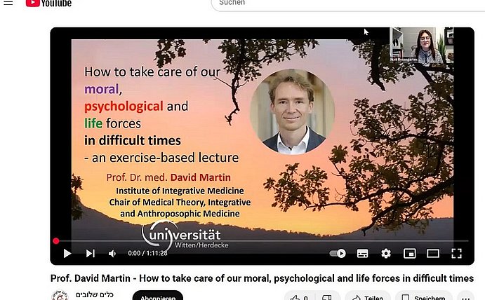 Screenshot of the YouTube lecture by Prof Martin 