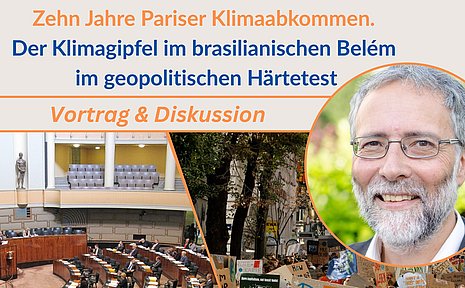 Zehn Jahre Pariser Klimaabkommen – UW/H-Debatte mit Christoph Bals (Germanwatch) (Foto: UW/H) Flyer der Veranstaltung