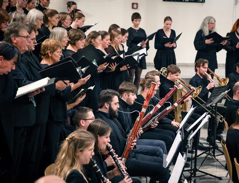 Side view of the university orchestra