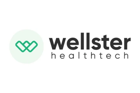 Logo of the Wellster Healthtech Group (Graphic: Wellster) Logo with black lettering and green emblem on a white background.