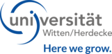 Logo mit Schriftzug Universität Witten/Herdecke - Here we grow.
