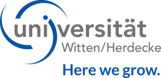 Logo mit Schriftzug Universität Witten/Herdecke - Here we grow.