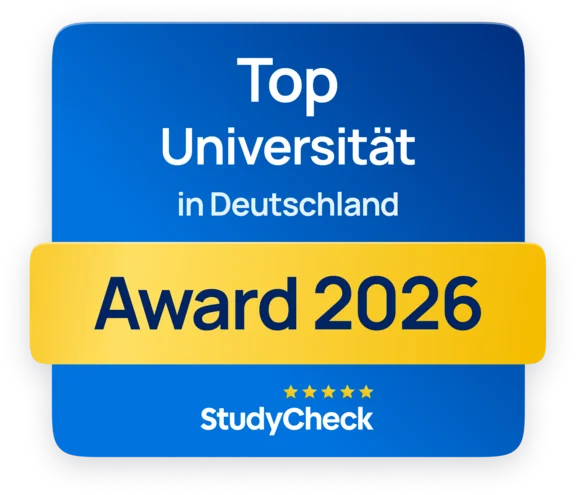 Siegel mit Schriftzug Top Universität in Deutschland Award 2025 StudyCheck