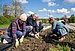 From left: Dr. Annaliesa Hilger (Head of the Sustainability Networking Office), Jan Peter Nonnenkamp (Chancellor of UW/H) and Stella Bünger (Project Coordinator “Field Trial”), (Photo: UW/H I Lucy Mindnich) Three people from UW/H working in the field.