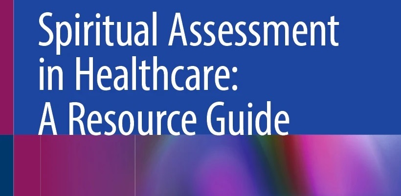 Buchcover Spiritual Assessment in Healthcare: A Resource Guide (Foto: Springer Verlag) Buchcover Spiritual Assessment in Healthcare: A Resource Guide. Weiße Schrift auf blauem Grund mit violetten Elementen